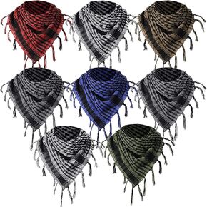 8 Pcs Military Shemagh Tactical Desert Scarf Arab Head Scarf for Men Women Keffiyeh Arab Wrap with Tassels for Neck Head Face