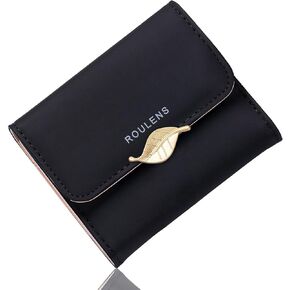 Roulens Wallet for Women RFID Blocking PU Leather Leaf Pendant Card Holder Phone Checkbook Organizer Zipper Coin Purse