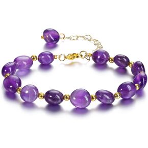 MANIFO 7 Chakra Crystals Bracelet 14K Gold Reiki Healing Crystal Gemstone Adjustable Link Bracelets for Yoga Meditation
