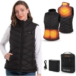 PLIDINNA Women's Heated Vest, Lightweight Warm Jacket With Battery Pack 7.4V Electric Heating Vest for Hunting/Fishing(Black,XL)