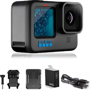 GoPro HERO11 Black - تغليف التجارة الإلكترونية - كاميرا حركة مقاومة للماء مع فيديو فائق الدقة 5.3K60، صور بدقة 27 ميجابكسل، مستشعر صورة 1/1.9 بوصة، بث مباشر، كاميرا ويب، التثبيت in Kuwait