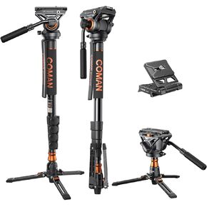 Famall Monopod with Feet, Coman Professional Video Camera Monopod with Tripod Stand 70.6 inch Max Load 22 Lbs for Cameras, Canon, Nikon, Sony, DSLR, Video Camcorder