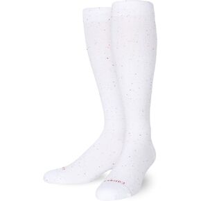 Knee High Compression Socks Cotton White Confetti Large Wide Calf