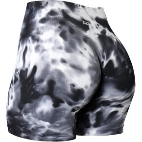 AUROLA Dream Tie Dye Workout Shorts for Women Seamless Scrunch Soft Active Shorts,Deep Red Tie Dye,M