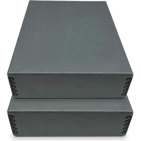 Golden State Art, Archival Storage Box, Acid-Free Drop Front Museum Box with Metal Edge for Storing Artwork Photos Documents Prints Arts and Crafts (Gray-16x20 Inches) Pack of 2