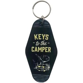 Keys to The Camper Keychain Plastic Retro Black Camper Gifts Camping Gifts for Women Men Vintage Motel Key Chain for Camper Trailer