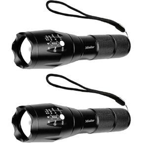 2 Pack LED Tactical Flashlight Military Grade Single Mode High Lumens Zoomable Flashlights Portable Handheld Flash Lights for Camping Outdoor Emergency