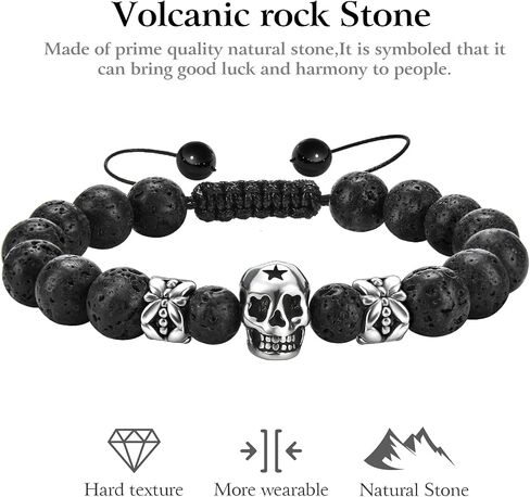 Lava Rock Bracelets for Men, Lava Rock 10mm Handmade Bead Bracelet Men Healing Protection Essential Oil Mens Bracelet Gift Bring Luck and Prosperity and Happiness in Saudi Arabia