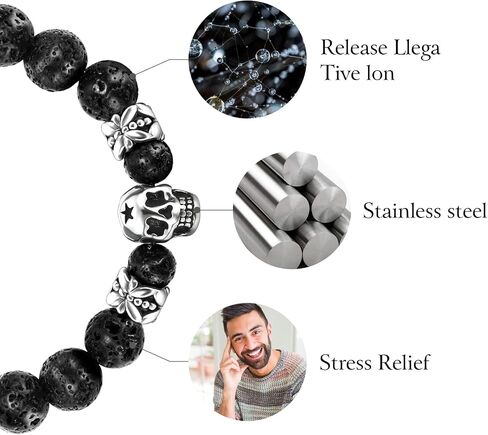 Lava Rock Bracelets for Men, Lava Rock 10mm Handmade Bead Bracelet Men Healing Protection Essential Oil Mens Bracelet Gift Bring Luck and Prosperity and Happiness in Saudi Arabia