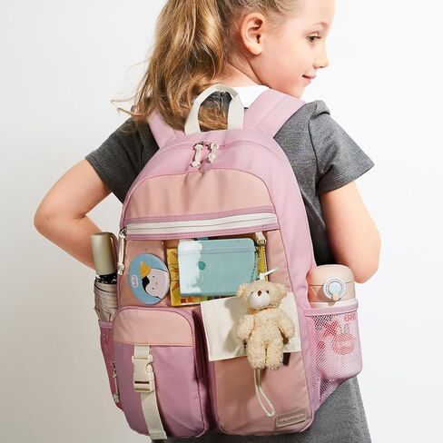 حقائب ظهر مدرسية للفتيات من mommore، حقيبة ظهر مدرسية خفيفة الوزن للأطفال من Kawaii حقيبة كتب مدرسية خفيفة الوزن للفتيات المراهقات حقيبة نهارية للسفر، باللون الوردي in Kuwait