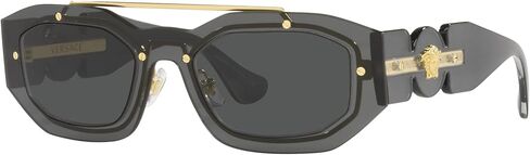 Versace Unisex Sunglasses Transparent Dark Grey Frame, Dark Grey Lenses, 51MM in Saudi Arabia