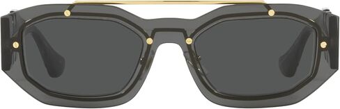 Versace Unisex Sunglasses Transparent Dark Grey Frame, Dark Grey Lenses, 51MM in Saudi Arabia