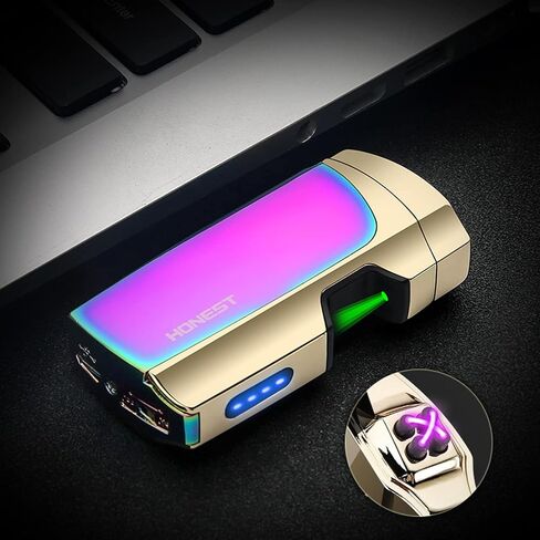 ولاعة كهربائية قابلة لإعادة الشحن عبر USB، ولاعة بلازما عديمة اللهب للتخييم، ولاعة كهربائية مقاومة للرياح بقوس مزدوج مع مؤشر بطارية LED للشمعة (أزرق) in Saudi Arabia