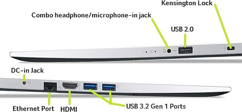 جهاز كمبيوتر محمول acer 2024 الأحدث Aspire 1 Slim Student، شاشة 15.6 بوصة FHD، معالج Intel Celeron ثنائي النواة، ذاكرة وصول عشوائي 12 جيجابايت، 128 جيجابايت eMMC، Microsoft 365 لمدة عام، كمبيوتر محمول للأعمال، رفيع وخفيف، Win 11 Home S in Saudi Arabia