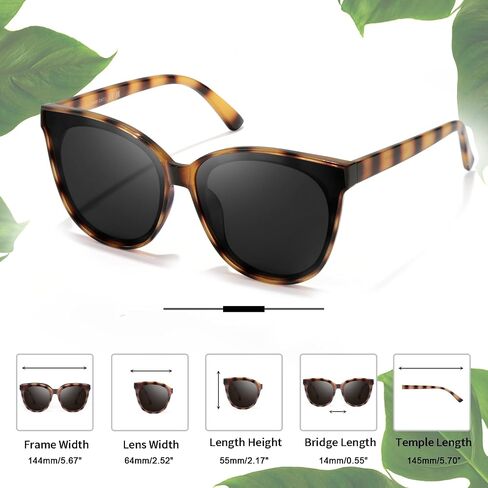 نظارات شمسية LVIOE Cat Eyes للنساء، نظارات كلاسيكية مستقطبة كبيرة الحجم لقيادة الصيد - حماية 100% من الأشعة فوق البنفسجية in Kuwait