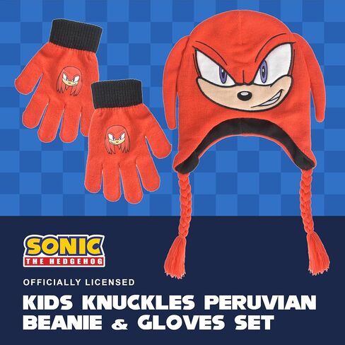 Concept One Sonic The Hedgehog Beanie Hat and Glove Set, Kids Knitted Winter Hat and Gloves in Saudi Arabia