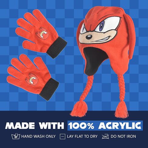 Concept One Sonic The Hedgehog Beanie Hat and Glove Set, Kids Knitted Winter Hat and Gloves in Saudi Arabia