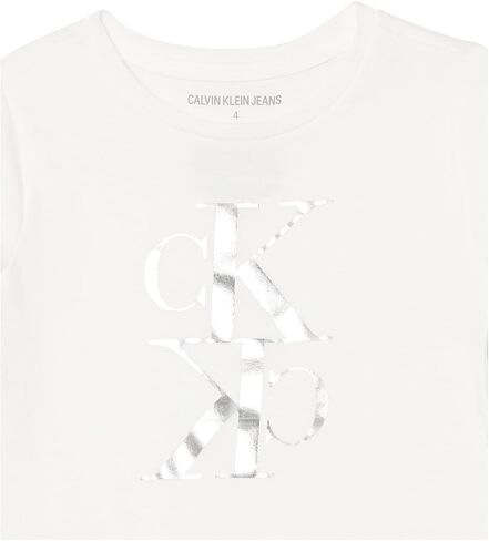 Calvin Klein Girls' Short Sleeve Logo T-Shirt, Comfortable Fit Cotton Tee with Tagless Interior in Saudi Arabia