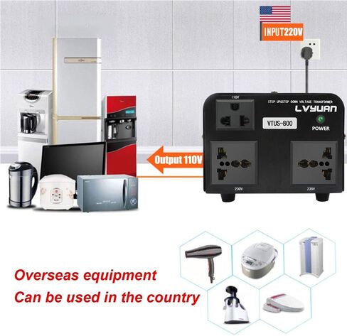 LVYUAN Voltage Transformer Converter 2000 Watt Step Up/Down Convert from 110-120 Volt to 220-240 Volt and from 220-240 Volt to 110-120 Volt with 2 US outlets, 2 Universal outlets in Kuwait