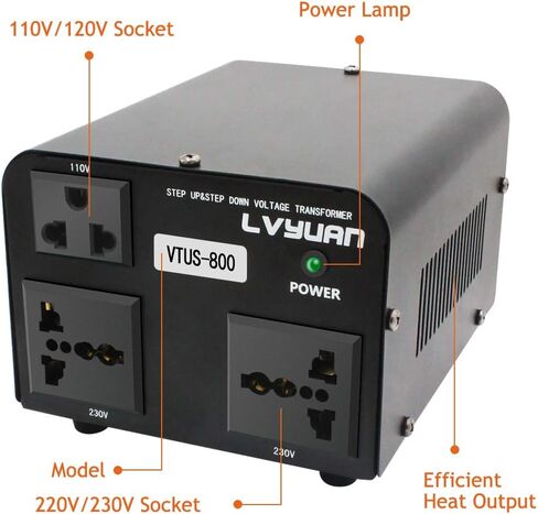 LVYUAN Voltage Transformer Converter 2000 Watt Step Up/Down Convert from 110-120 Volt to 220-240 Volt and from 220-240 Volt to 110-120 Volt with 2 US outlets, 2 Universal outlets in Kuwait
