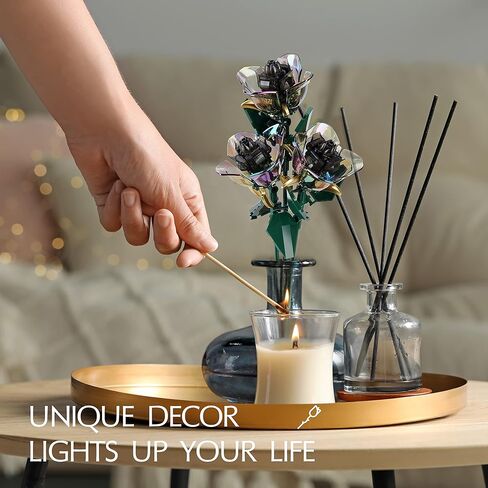 Rose Flower Bouquet Building Set with Lights,Artificial Plant Cute Botanical Collection Legos Compatible Gift for Adult Her/Mom/Women/Sister/Girl,Creative Project Home Decor(52033 Blue 126pcs) in Saudi Arabia