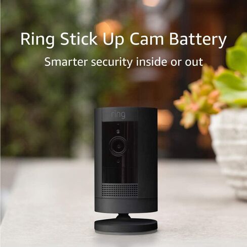 Certified Refurbished Ring Stick Up Cam Plug-In HD security camera with two-way talk, Works with Alexa - Black in Kuwait