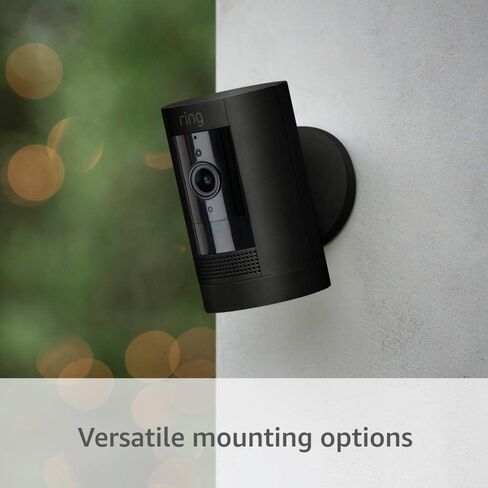 Certified Refurbished Ring Stick Up Cam Plug-In HD security camera with two-way talk, Works with Alexa - Black in Kuwait