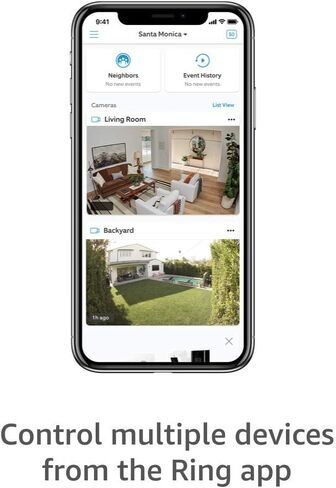 Certified Refurbished Ring Stick Up Cam Plug-In HD security camera with two-way talk, Works with Alexa - Black in Kuwait