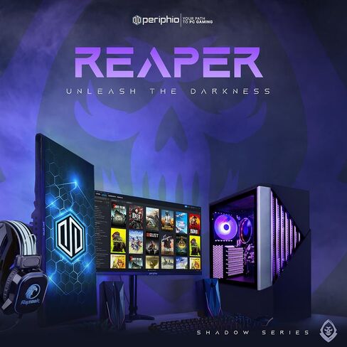 Periphio Reaper Prebuilt Gaming PC - AMD Ryzen 5 5600G 4.4GHz, Radeon Vega 7 iGPU, 16GB DDR4 3200MHz Gaming RAM, 1TB NVMe, Wi-Fi + Bluetooth, Windows 11 Gaming Computer in Saudi Arabia