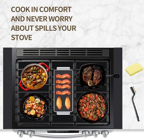 أغطية علوية لموقد الغاز بسمك 0.4 مم لشعلات الغاز لموقد غاز سامسونج، واقي موقد قابل للغسل وقابل للقطع وقابل لإعادة الاستخدام، وبطانات موقد غاز مقاومة للحرارة in Kuwait