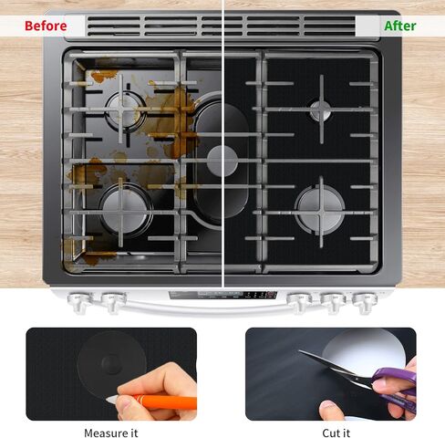 أغطية علوية لموقد الغاز بسمك 0.4 مم لشعلات الغاز لموقد غاز سامسونج، واقي موقد قابل للغسل وقابل للقطع وقابل لإعادة الاستخدام، وبطانات موقد غاز مقاومة للحرارة in Kuwait