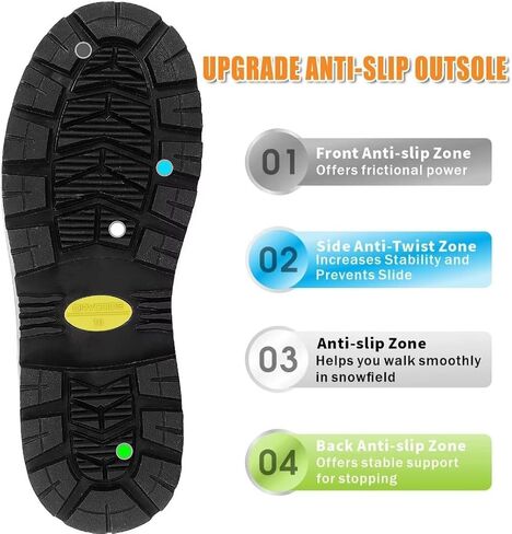 أحذية عمل DRYCODE للرجال مع ساق فولاذية، أحذية مطاطية مقاومة للماء، أحذية مطر متينة من النيوبرين الدافئة 6 مم مضادة للانزلاق، أسود، مقاس 5-14 in Kuwait