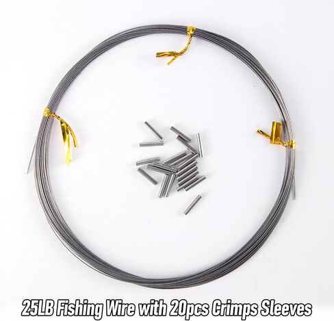 32.8ft Fishing Wire Fishing Leader Line with 20pcs Crimps Sleeves, Nylon Coated 1x7 Stainless Steel Leader Wire Freshwater Saltwater for Pike, Billfish, Bluefish, Muskie, Wahoo in Saudi Arabia