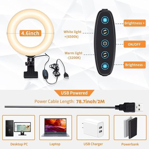 ACMEZING Upgrade Full-Screen Ring Light 60 LED Side Lighting Clip on Light for Phone iPhone Computer Laptop Monitor, Adjustable Light Modes for Live Streaming, Selfie, Video Conference, Zoom Lighting in Saudi Arabia