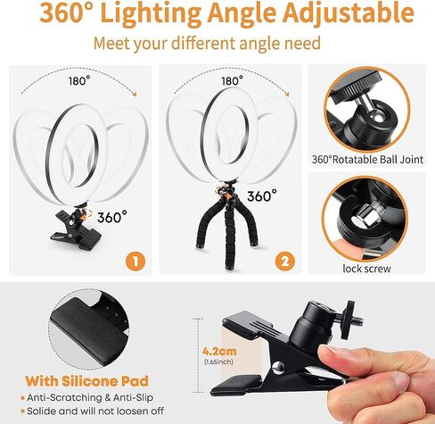 ACMEZING Upgrade Full-Screen Ring Light 60 LED Side Lighting Clip on Light for Phone iPhone Computer Laptop Monitor, Adjustable Light Modes for Live Streaming, Selfie, Video Conference, Zoom Lighting in Saudi Arabia