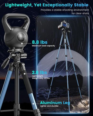 CAMBOFOTO 74"-Camera-Tripod, Porfessional Aluminum Heavy Duty Tripod Stand for Mirrorless Camera/DSLR/Cell Phone/Camcorder, with Holder and Travel Bag in Kuwait
