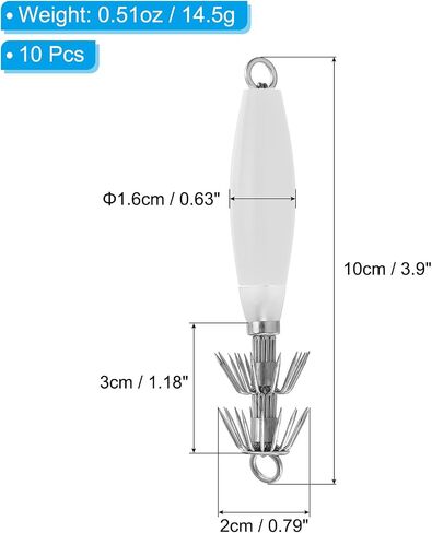 PATIKIL Luminous Squid Jig Hooks Cuttlefish Sleeve Fishing Lures Bait Jig Saltwater Fishing Lures Squid Catcher Glow in Dark in Saudi Arabia