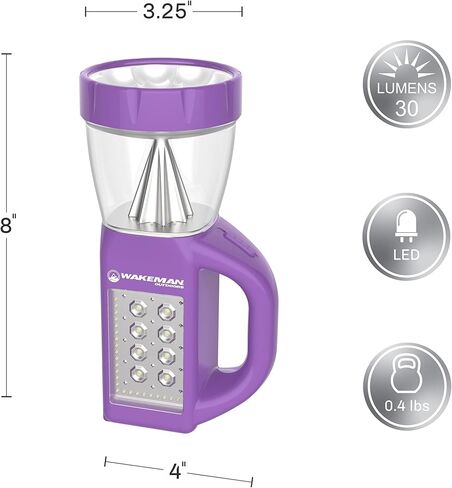 مجموعة مصابيح LED من Wakeman - مصباح محمول 3 في 1 خفيف الوزن مع ضوء لوحة جانبية للتخييم والمشي لمسافات طويلة وحالات الطوارئ في الهواء الطلق (برتقالي) in Kuwait