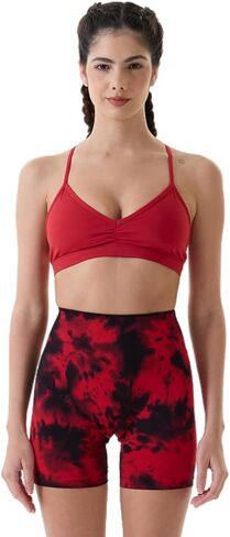 AUROLA Dream Tie Dye Workout Shorts for Women Seamless Scrunch Soft Active Shorts,Deep Red Tie Dye,M in Saudi Arabia