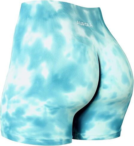 AUROLA Dream Tie Dye Workout Shorts for Women Seamless Scrunch Soft Active Shorts,Deep Red Tie Dye,M in Kuwait