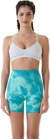 AUROLA Dream Tie Dye Workout Shorts for Women Seamless Scrunch Soft Active Shorts,Deep Red Tie Dye,M in Kuwait
