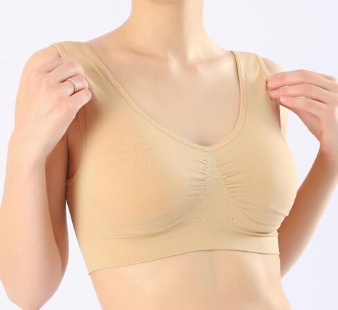 KINYAOYAO 3 Pack Women's Ultimate Comfy Medium Support Seamless Wireless Sports Bra with Removable Pads in Kuwait