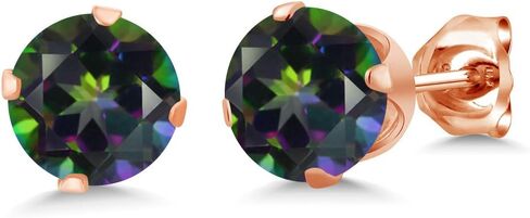 Gem Stone King Brown Smoky Quartz Rose Gold Plated Silver Stud Earrings 1.60 Cttw Round 6MM in Kuwait