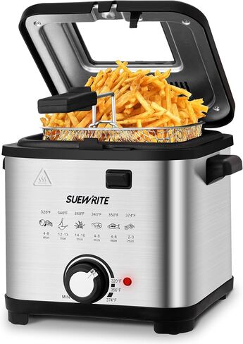 Electric Deep Fryer, 1.5 Liters/1.6 Qt. Oil Capacity, Small Deep Fryer with Basket for Home Use, Cool Touch Sides Easy to Clean, Nonstick Basket in Saudi Arabia