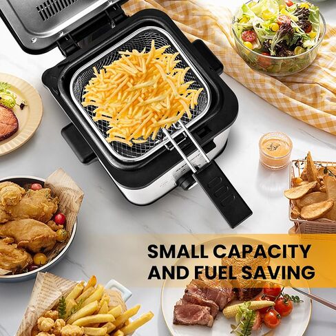Electric Deep Fryer, 1.5 Liters/1.6 Qt. Oil Capacity, Small Deep Fryer with Basket for Home Use, Cool Touch Sides Easy to Clean, Nonstick Basket in Saudi Arabia