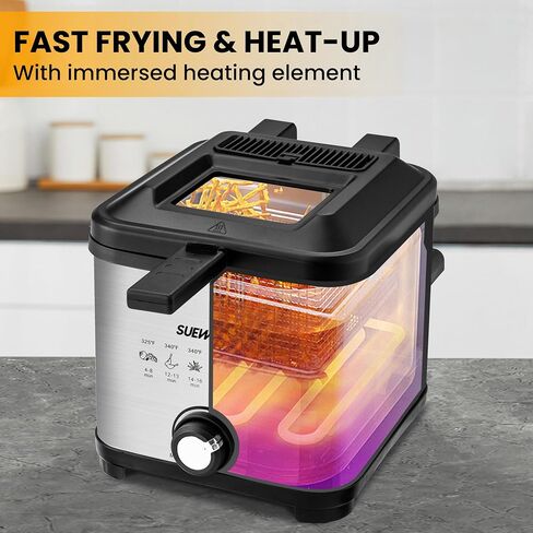 Electric Deep Fryer, 1.5 Liters/1.6 Qt. Oil Capacity, Small Deep Fryer with Basket for Home Use, Cool Touch Sides Easy to Clean, Nonstick Basket in Saudi Arabia