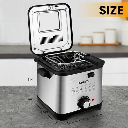 Electric Deep Fryer, 1.5 Liters/1.6 Qt. Oil Capacity, Small Deep Fryer with Basket for Home Use, Cool Touch Sides Easy to Clean, Nonstick Basket in Saudi Arabia