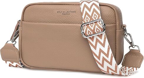 حقائب كروس صغيرة للنساء من أبومي، حقيبة كتف عصرية مصنوعة من الجلد الطبيعي مع حزام عريض قابل للتعديل in Kuwait