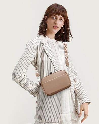 حقائب كروس صغيرة للنساء من أبومي، حقيبة كتف عصرية مصنوعة من الجلد الطبيعي مع حزام عريض قابل للتعديل in Kuwait