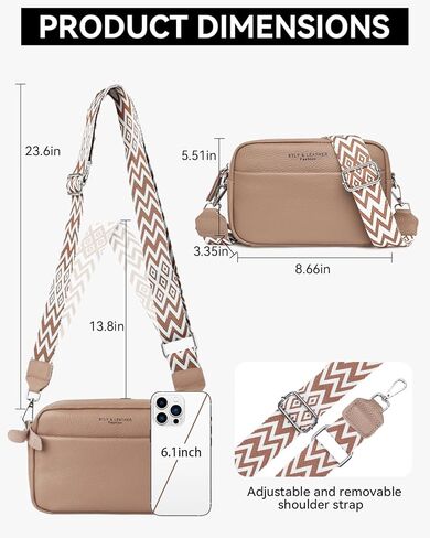 حقائب كروس صغيرة للنساء من أبومي، حقيبة كتف عصرية مصنوعة من الجلد الطبيعي مع حزام عريض قابل للتعديل in Kuwait